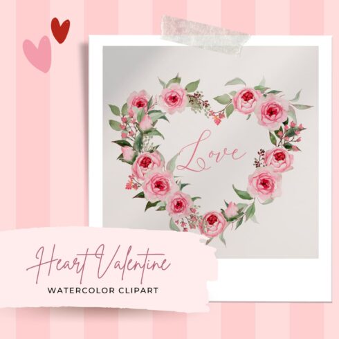Watercolor Clipart - Heart Valentine.