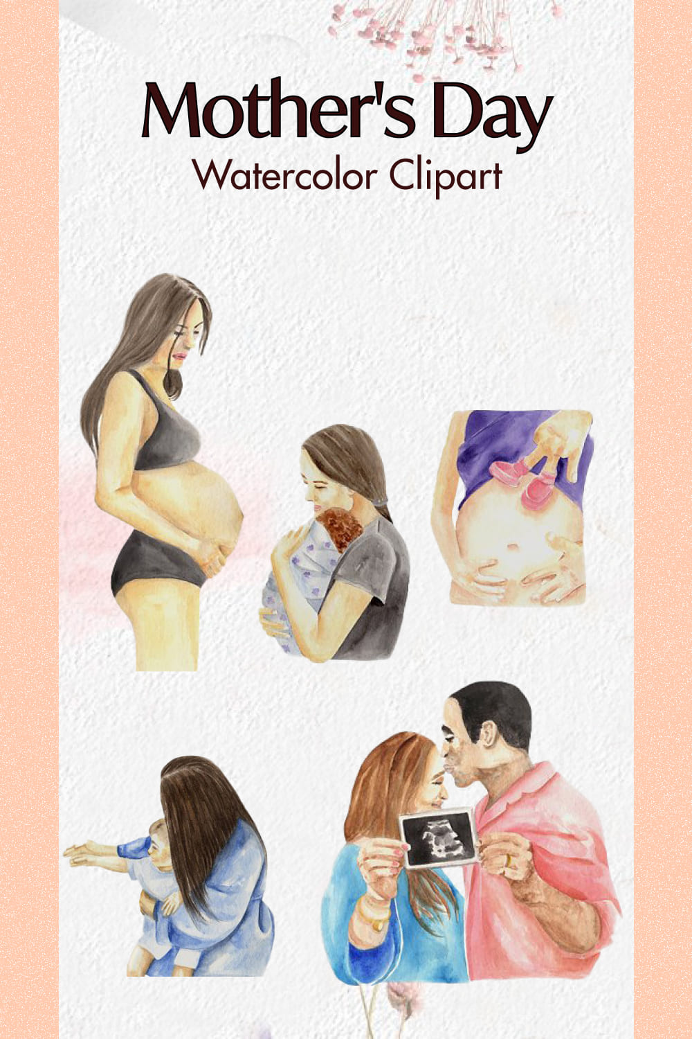 Watercolor Mother's Day Clipart PNG - Pinterest.