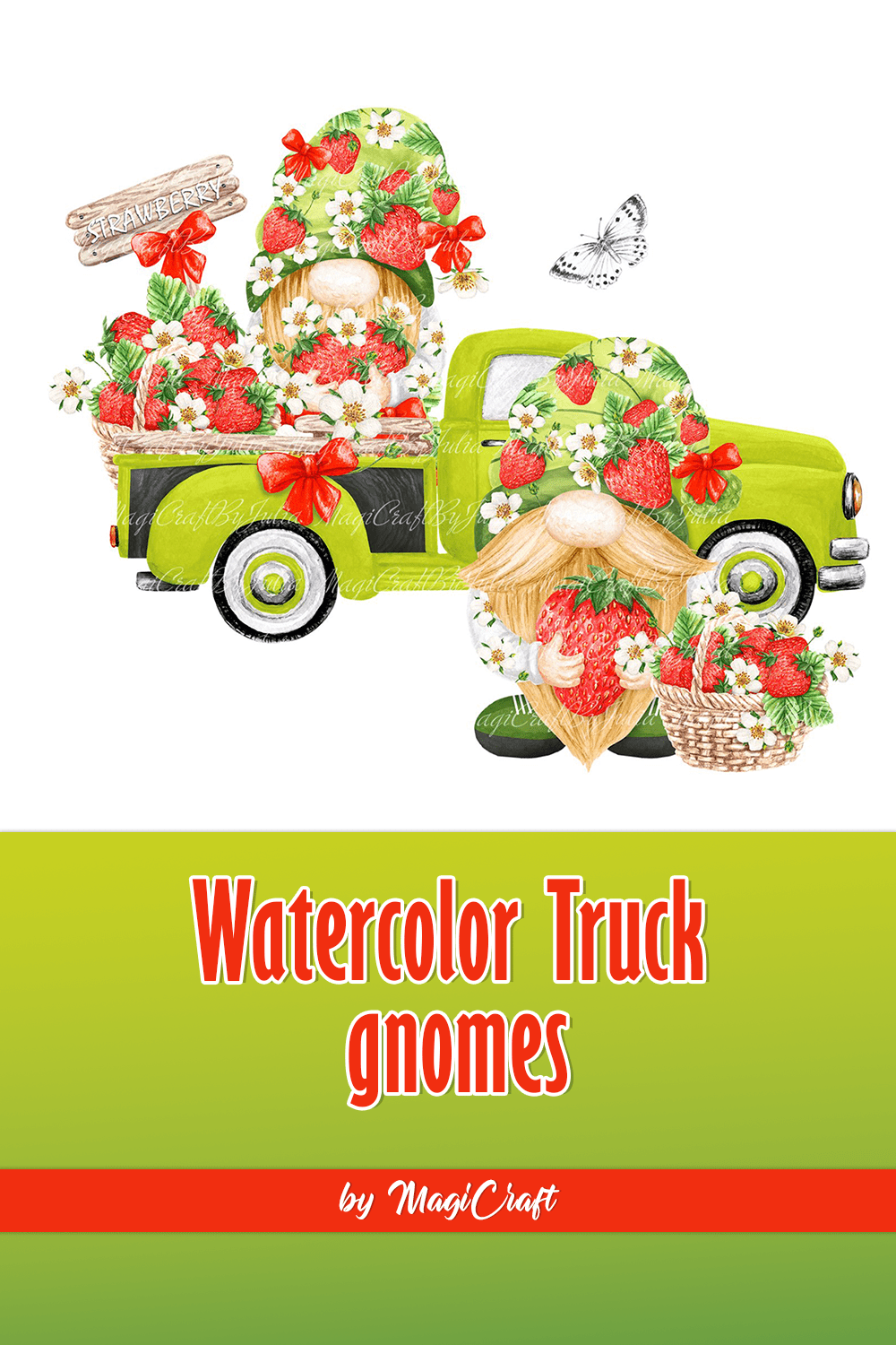 Watercolor Truck Gnomes Png Strawberry Gonks Truck Clipart - Pinterest.