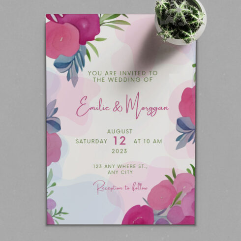 Floral Wedding Invitation and Luxury Background - main image preview.