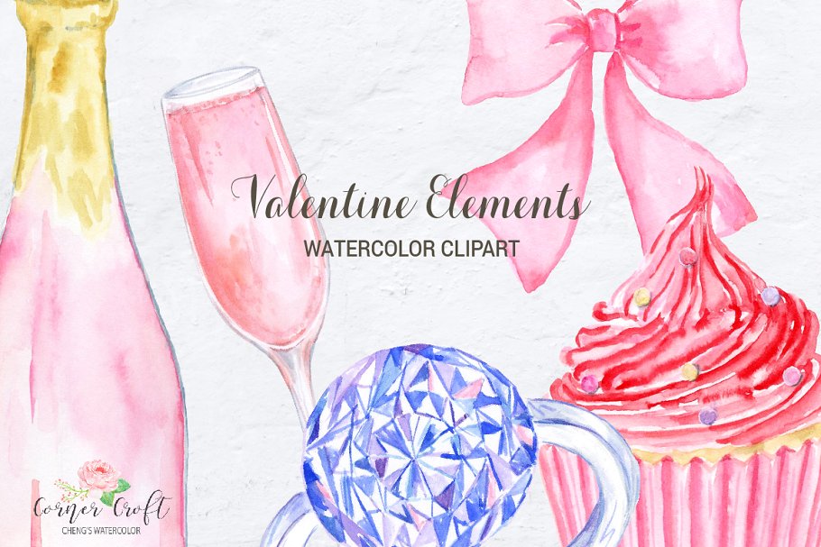 Cover image of Watercolor Valentine Element.