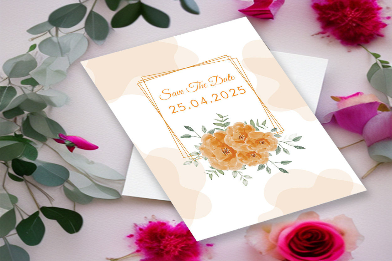 Image with irresistible wedding invitation with floral design.