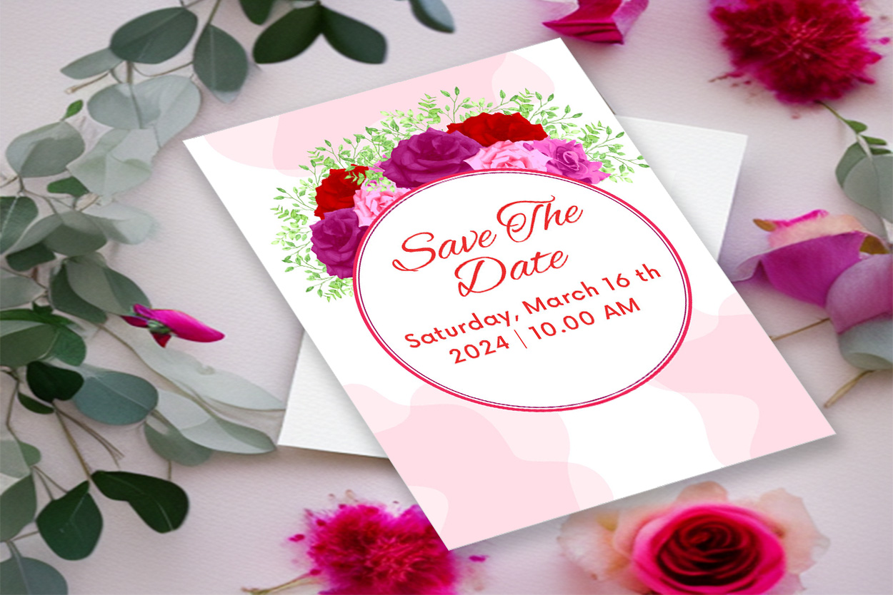 Image of marvelous wedding invitation with roses.