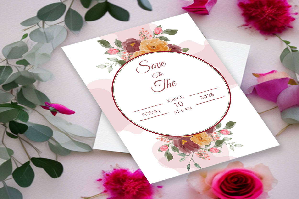 Image with exquisite floral design wedding invitation.