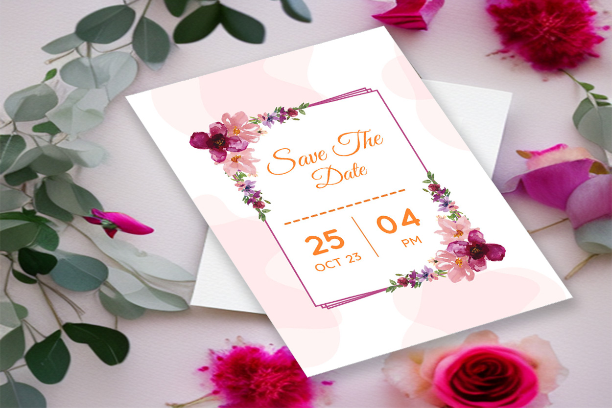 Image of wonderful wedding invitation with floral design.