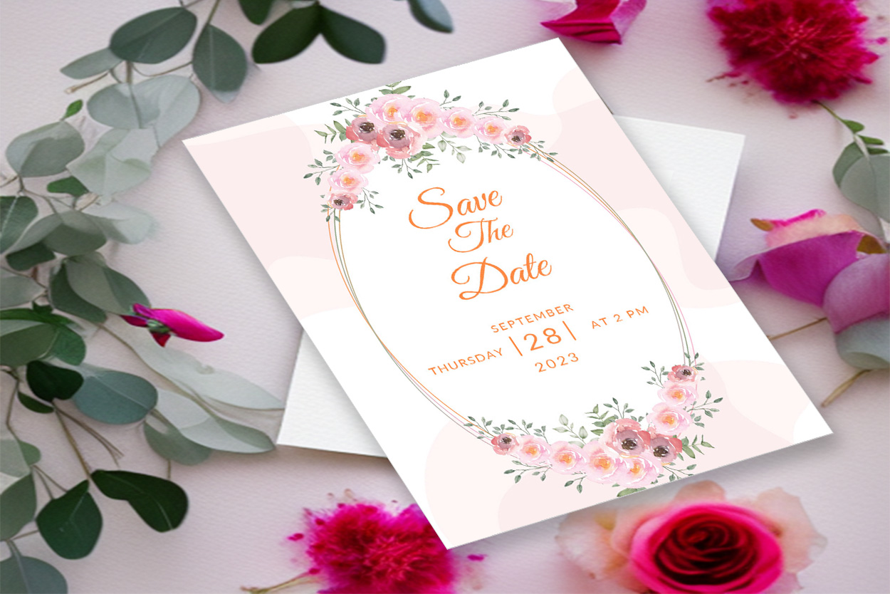 Image of marvelous wedding greeting card with flowers.