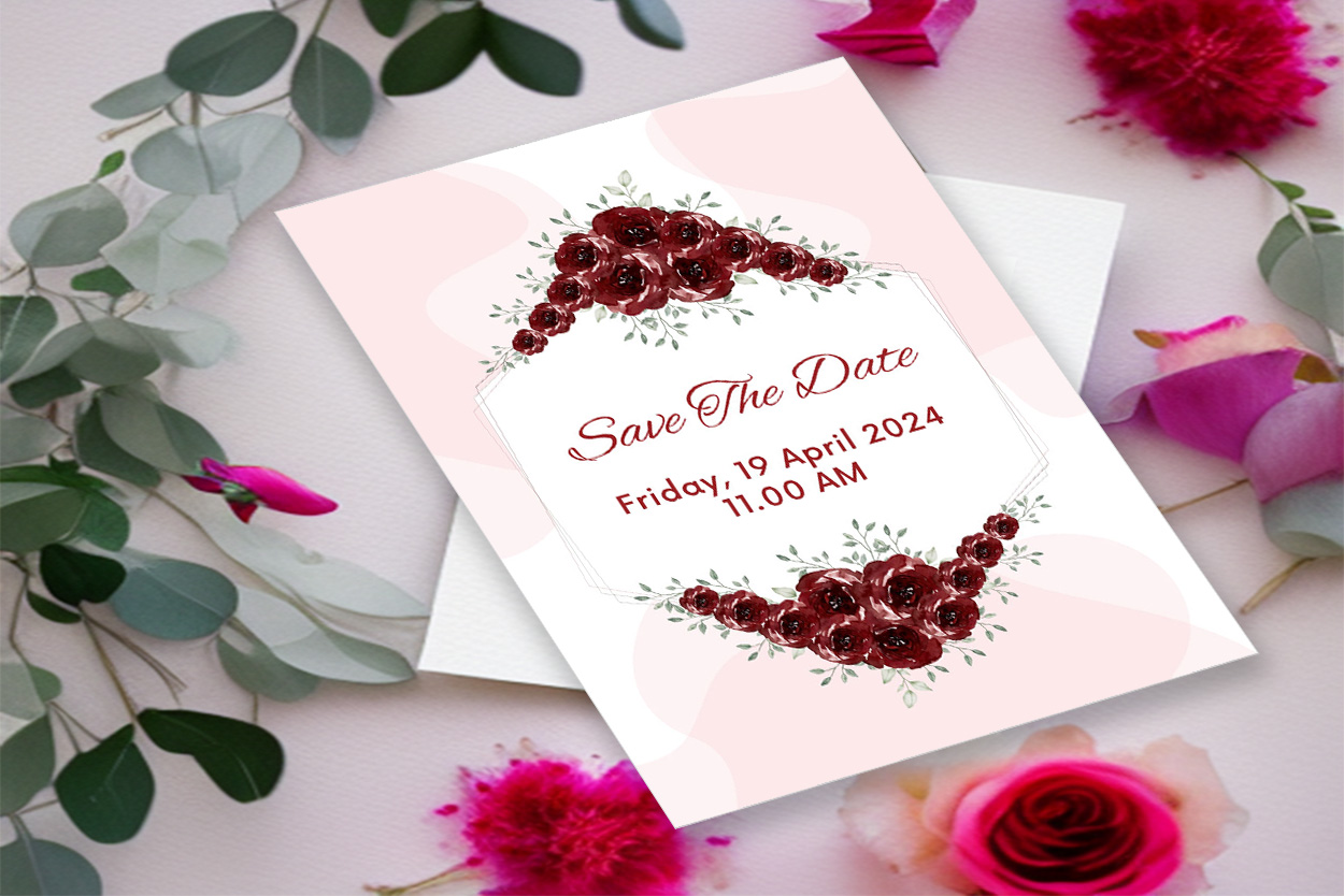 Image of gorgeous wedding invitation with traditional design.
