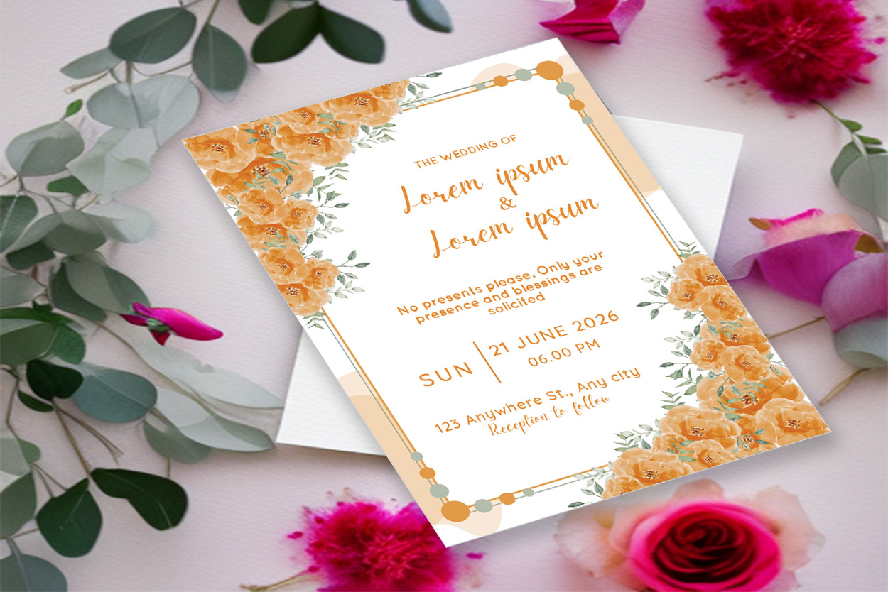 Image with irresistible wedding invitation with rose frame.