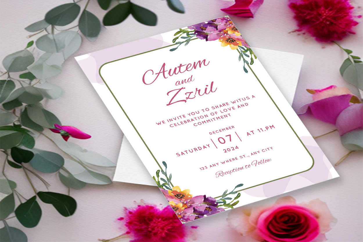 Image of exquisite wedding invitation with floral design.