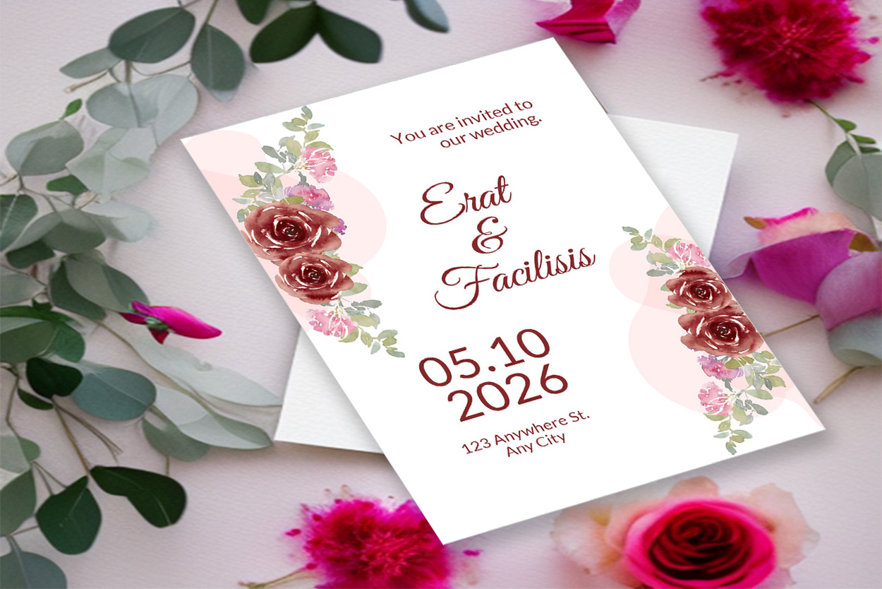 Image of wonderful wedding invitation with floral design.