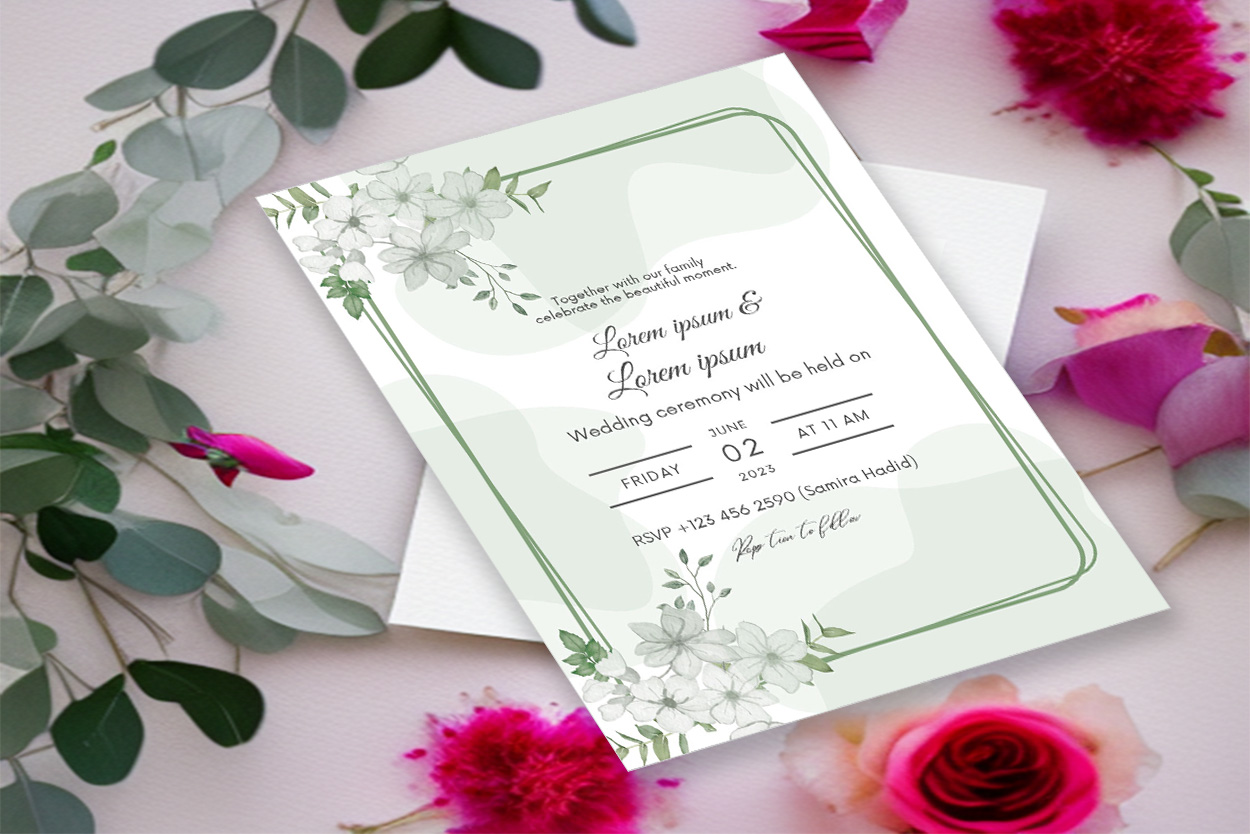 Image with fabulous wedding ceremony invitation with flowers.