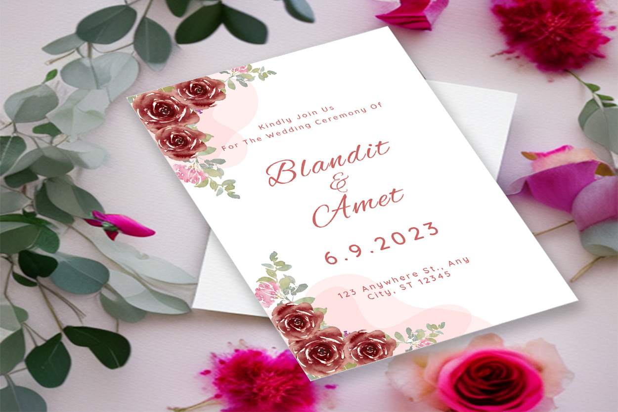 Image of enchanting wedding invitation with floral design.