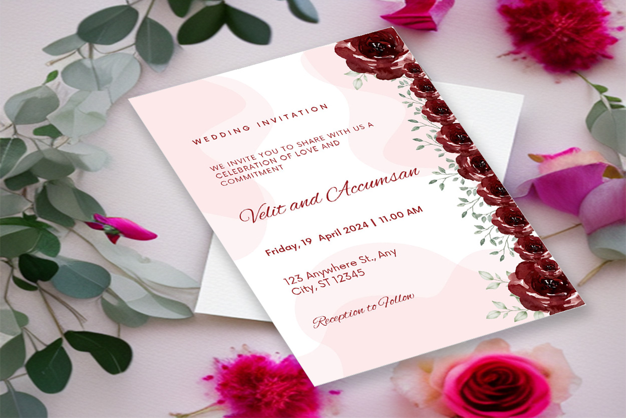 Image of exquisite wedding invitation with traditional design.