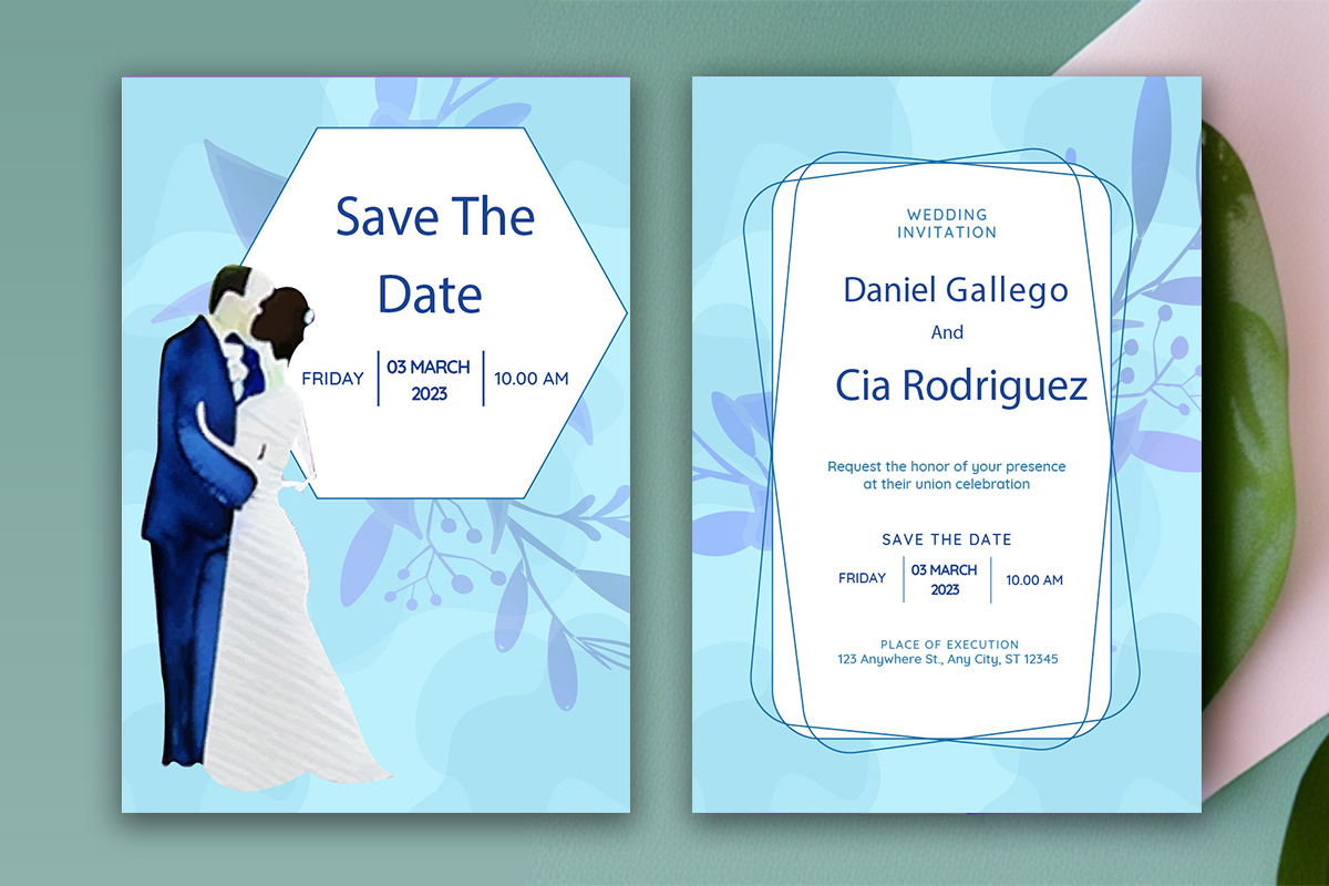 Cover image of Wedding Invitation Card Watercolor Floral Background.