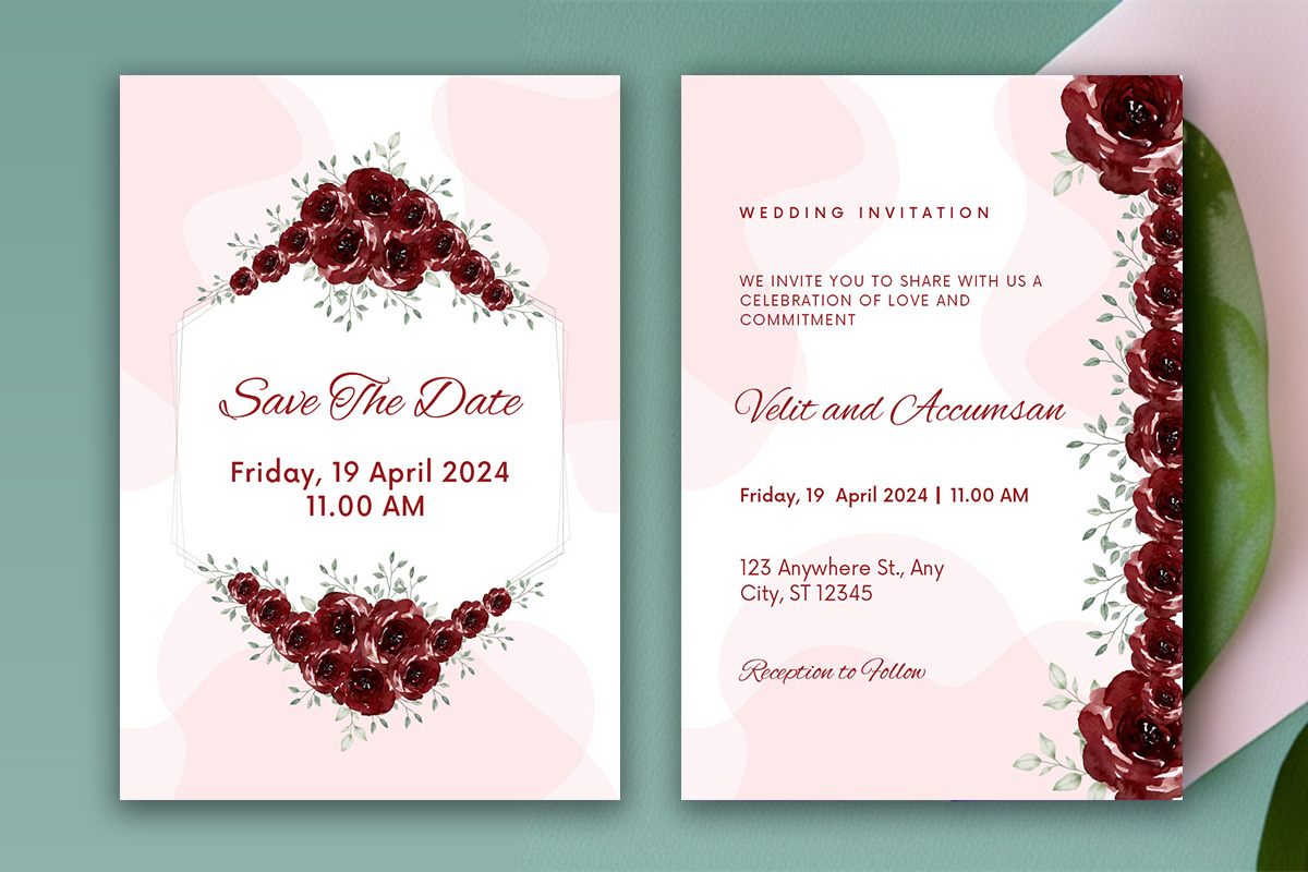 Image of elegant wedding invitation with traditional design.