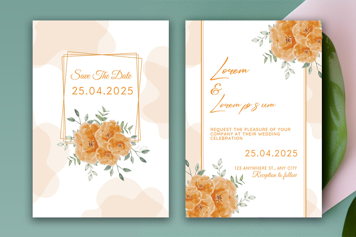 Image with wonderful wedding invitation with floral design.