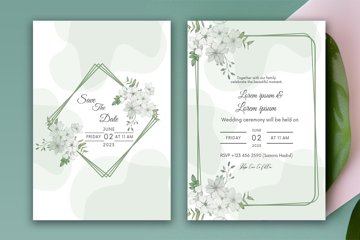 Image with beautiful wedding ceremony invitation with flowers.