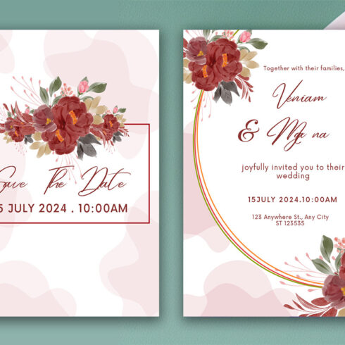 Elegant Decoration Wedding Card Design Template | MasterBundles