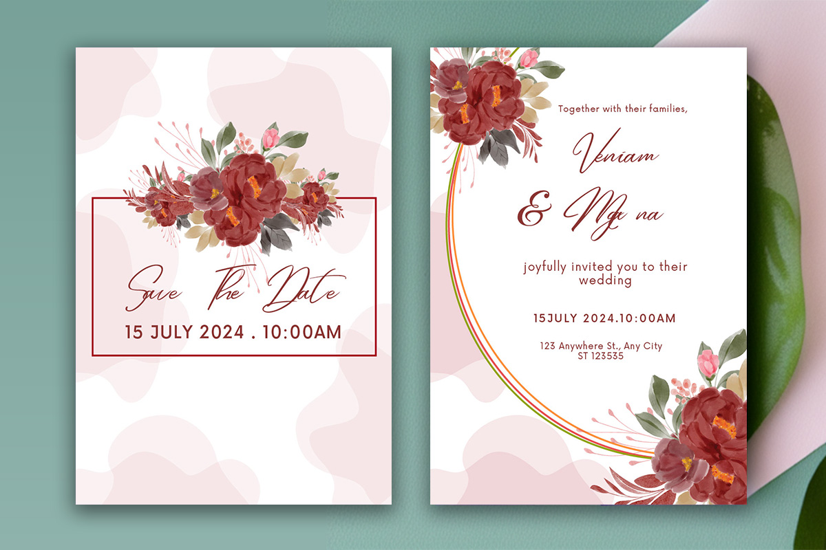 Elegant Decoration Wedding Card Design Template preview image.