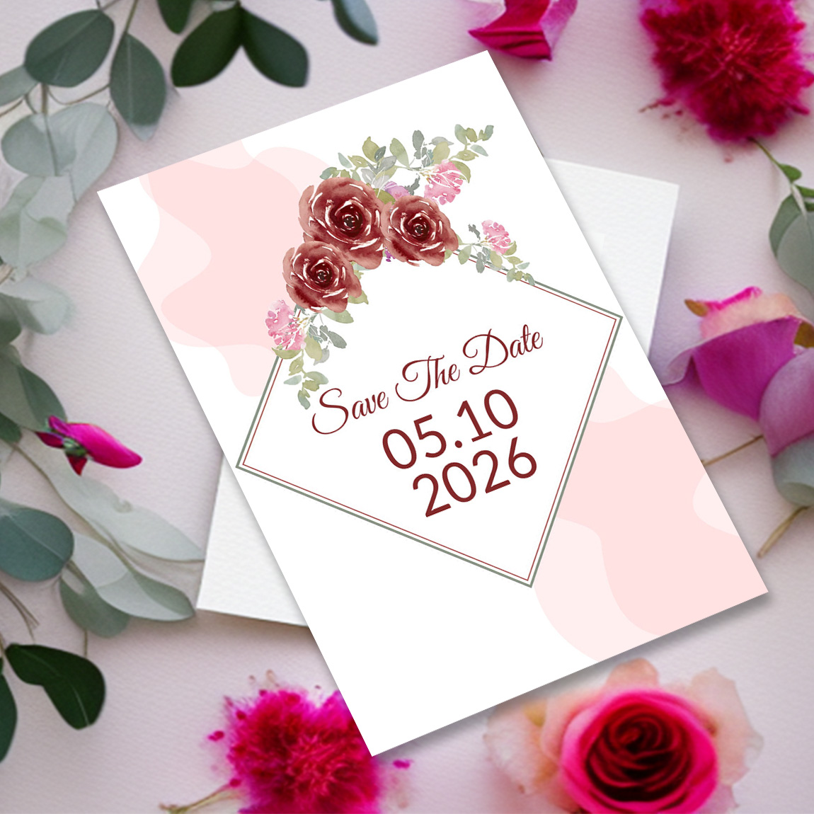 Image of gorgeous wedding invitation with floral design.