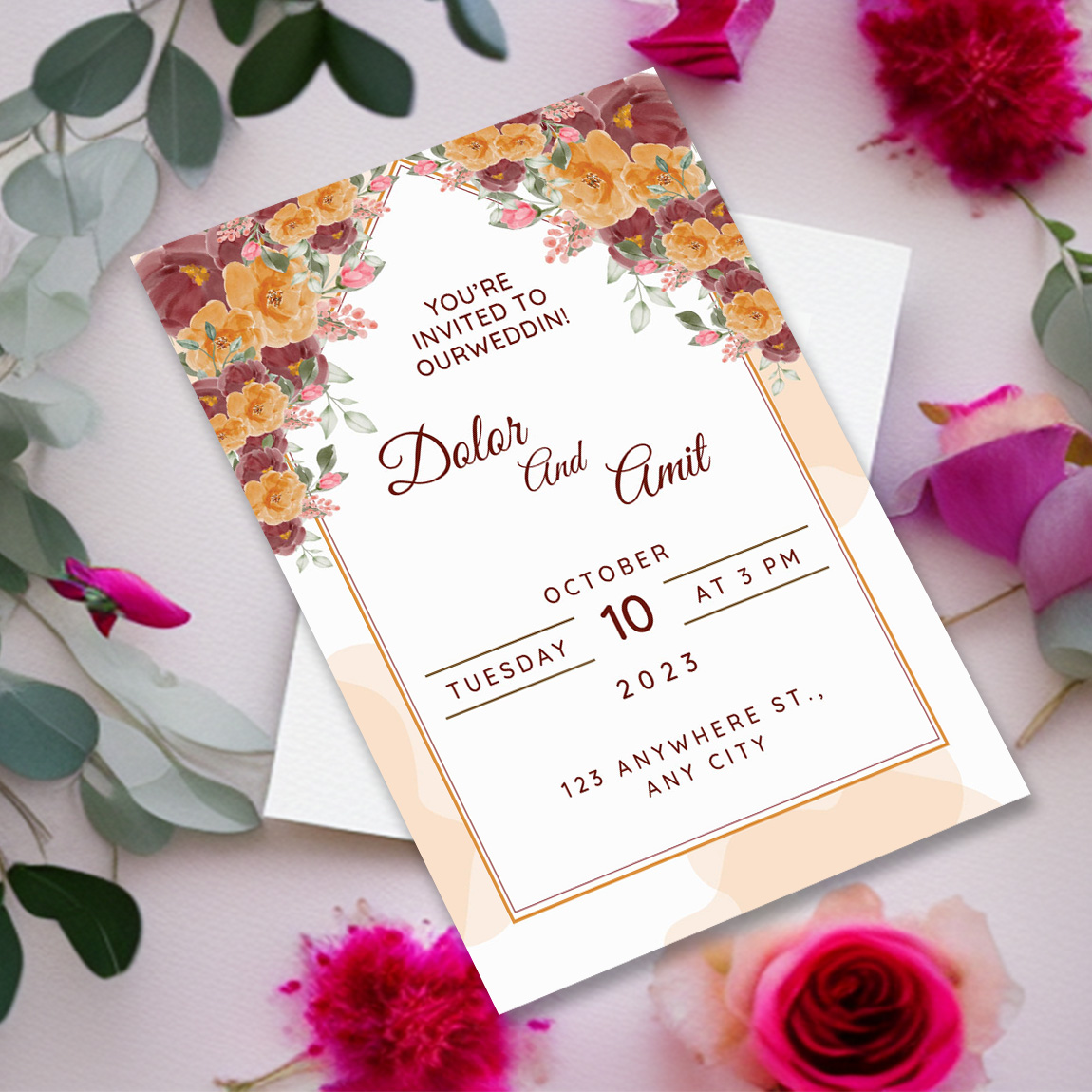 Floral Wedding Invitation Card Design cover image.
