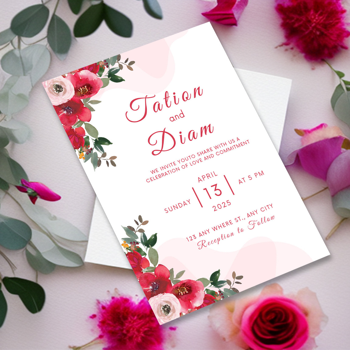 Image of amazing wedding invitation with floral design.