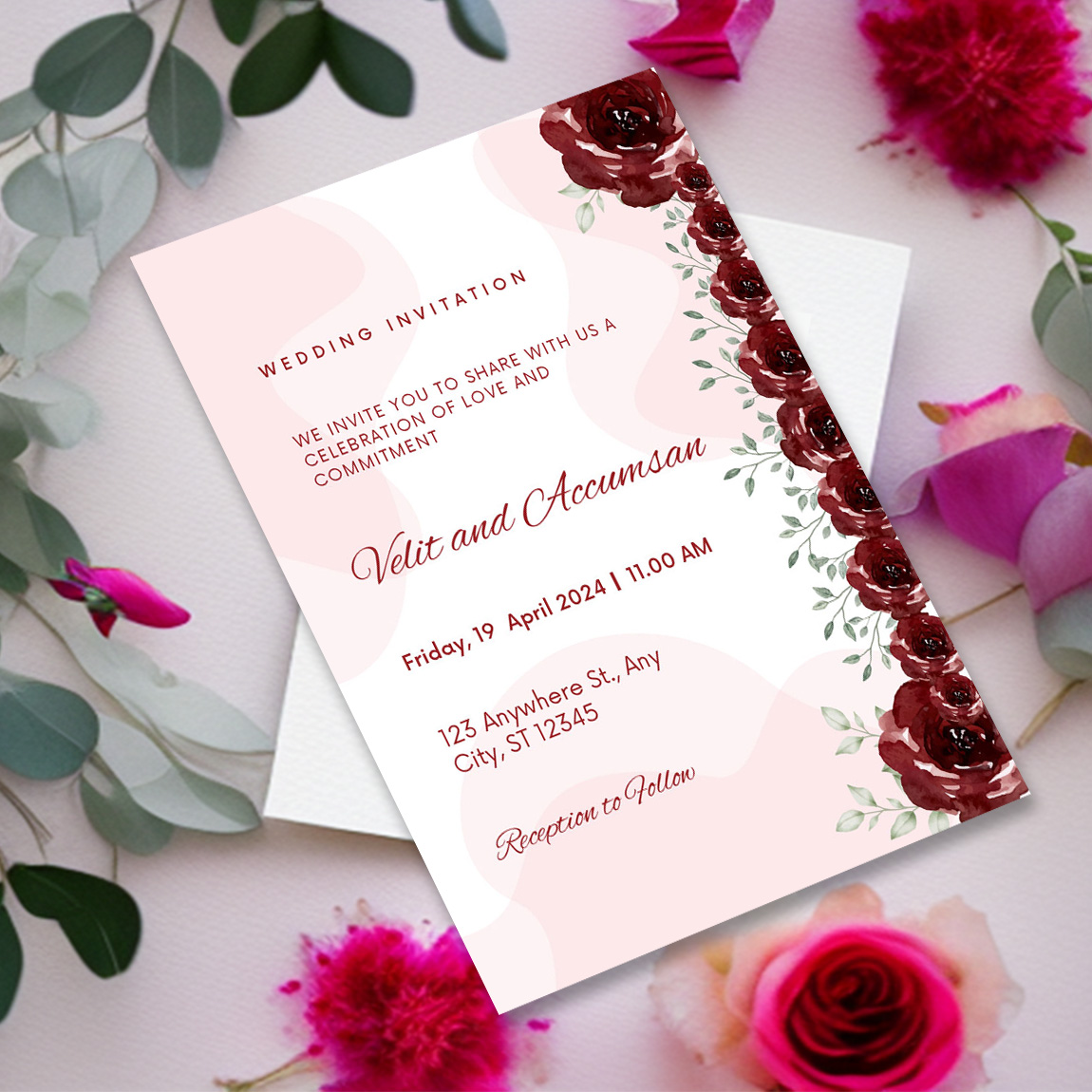 Image of amazing wedding invitation with traditional design.