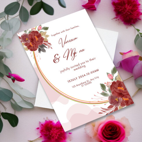 Elegant Decoration Wedding Card Design Template cover image.