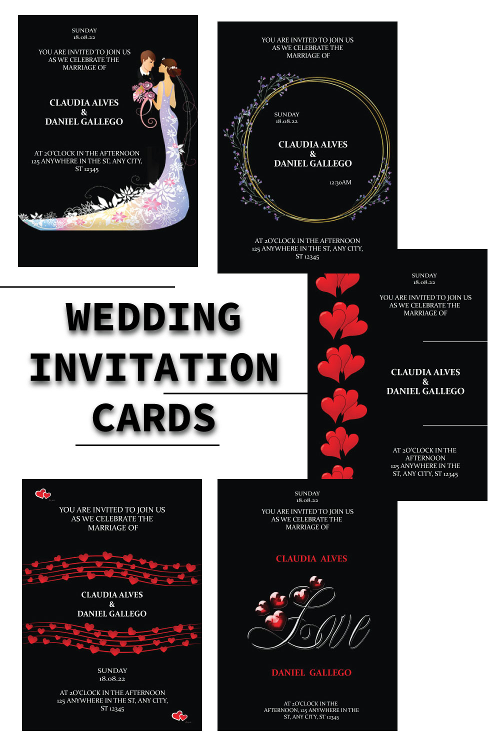 Beautiful Wedding Invitation Cards - pinterest image preview.