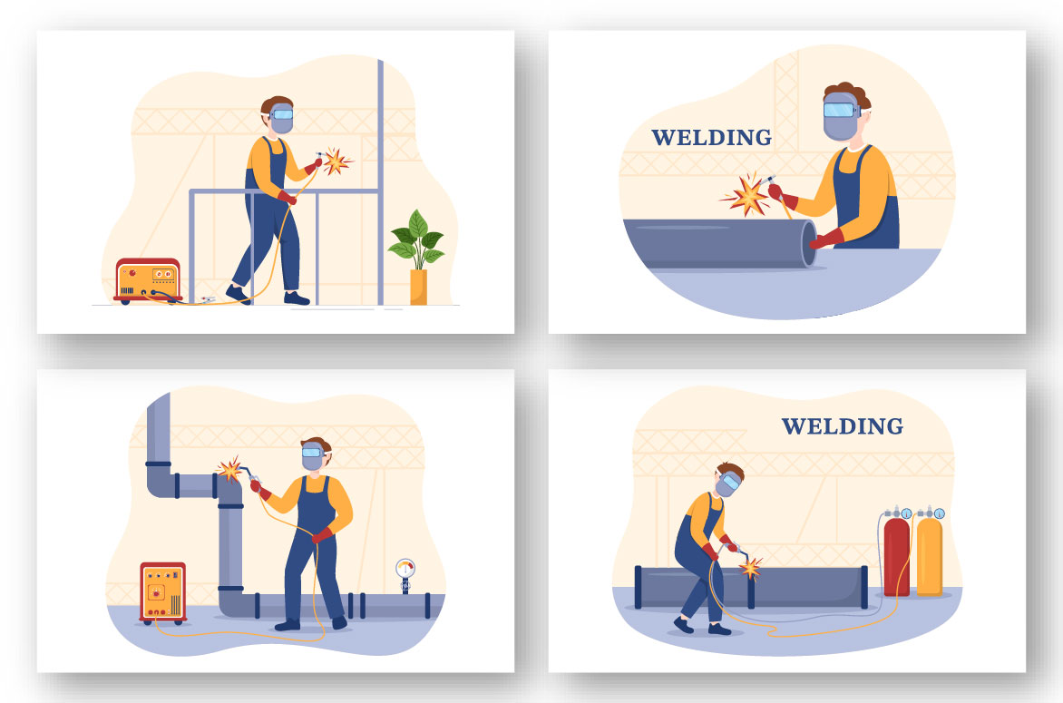 Cartoon Welding Service Illustration preview image.
