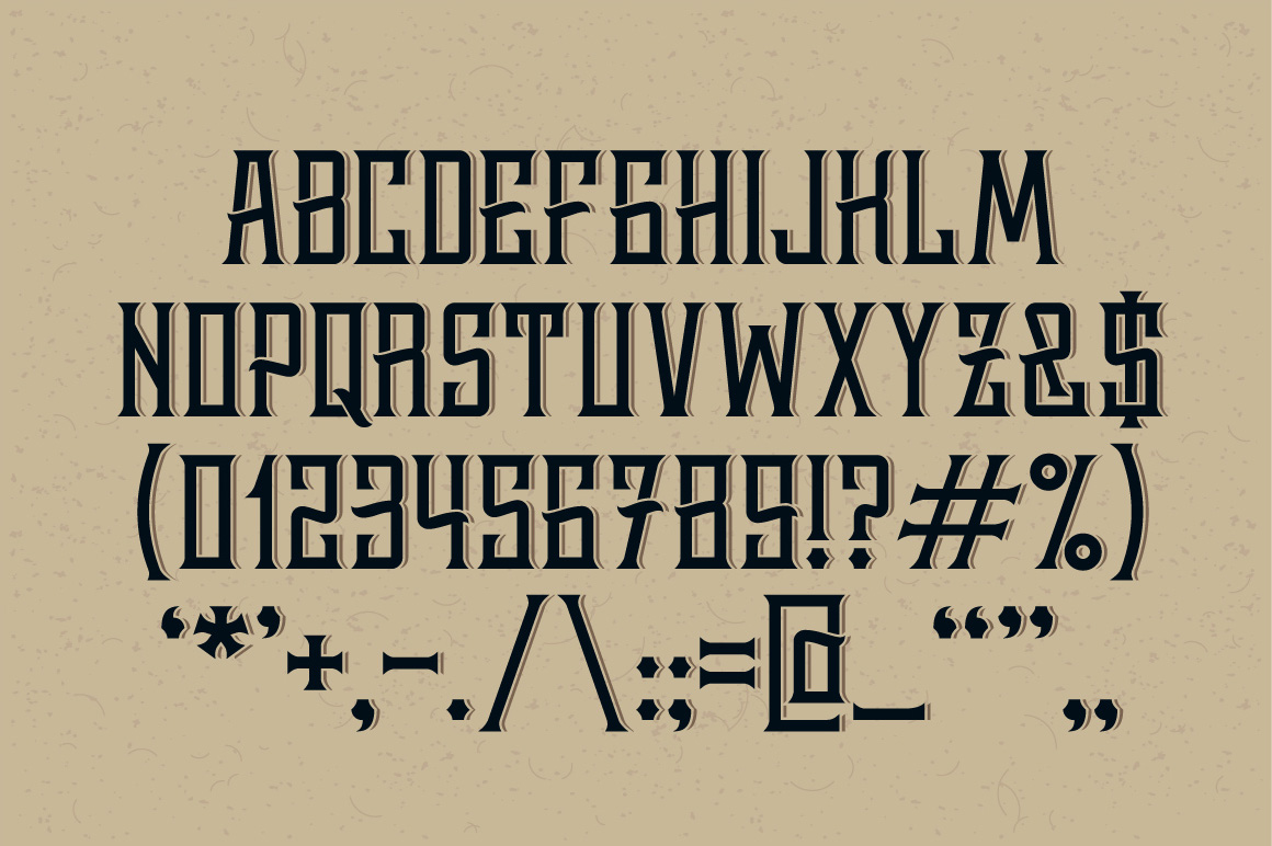 Whiskey Label Font alphabet preview.