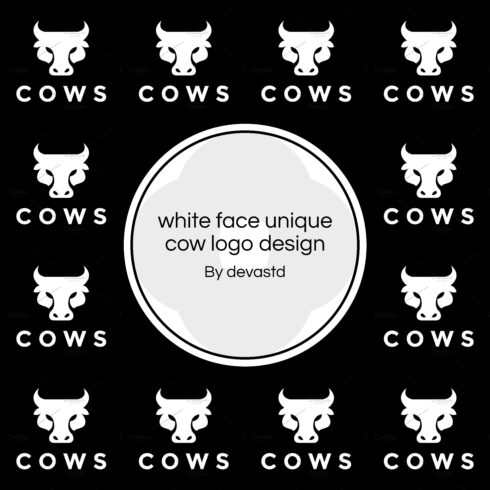 white face unique cow logo design.