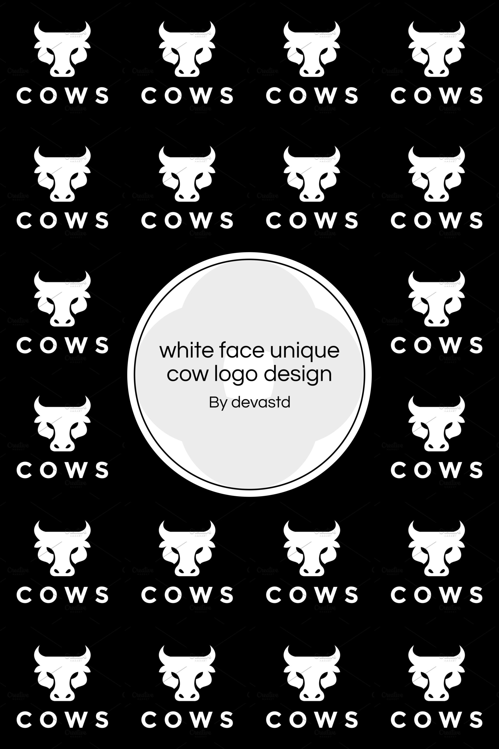 white face unique cow logo design 03 901
