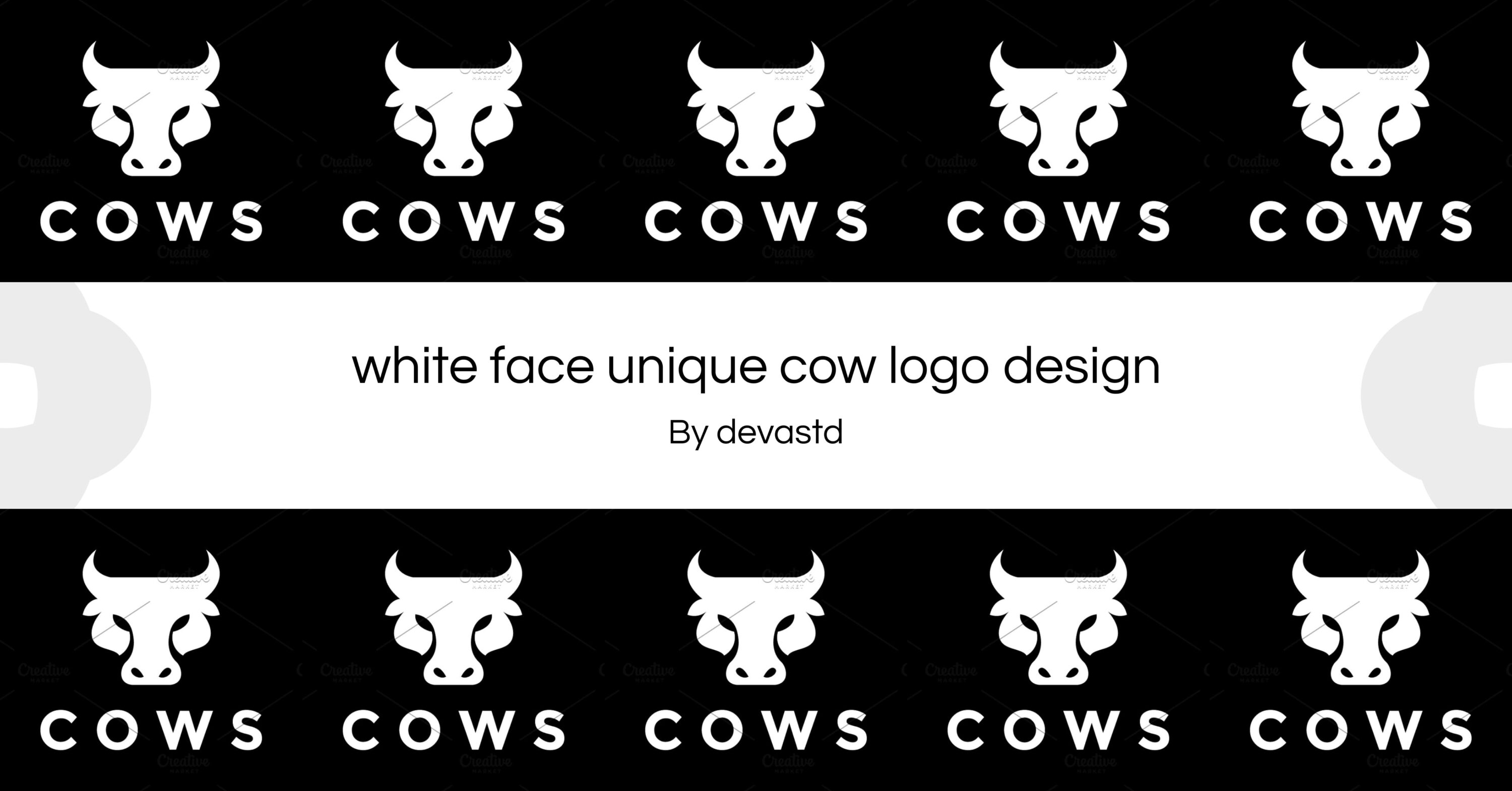 White Face Unique Cow Logo Design – MasterBundles