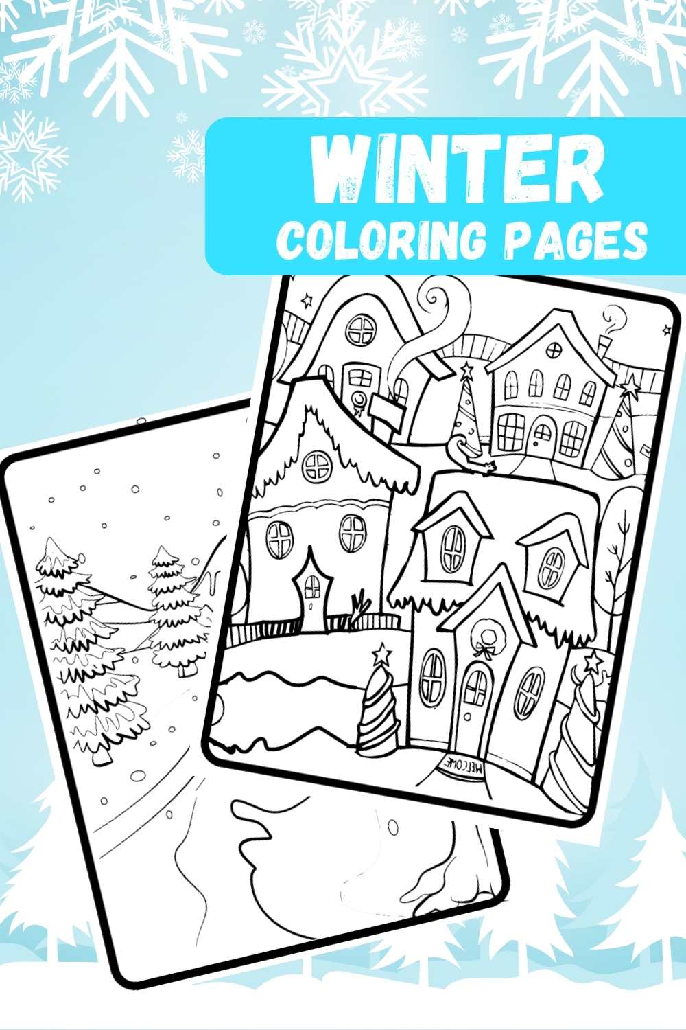 Winter Coloring Pages - pinterest image preview.