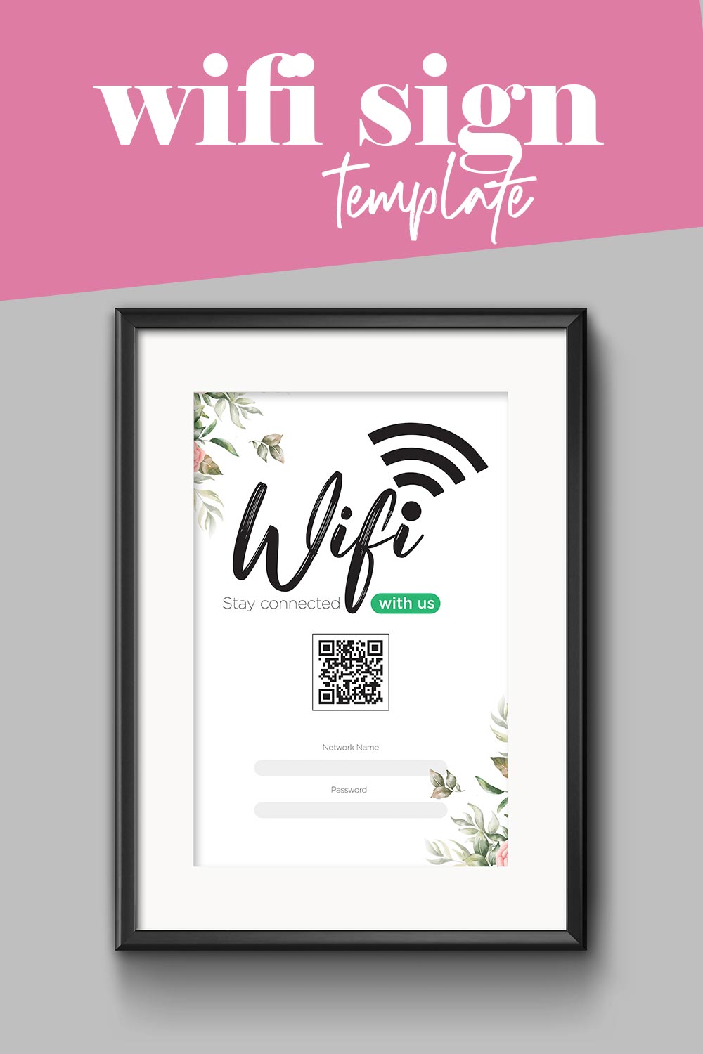 Wifi Password Sign Template Design pinterest image.