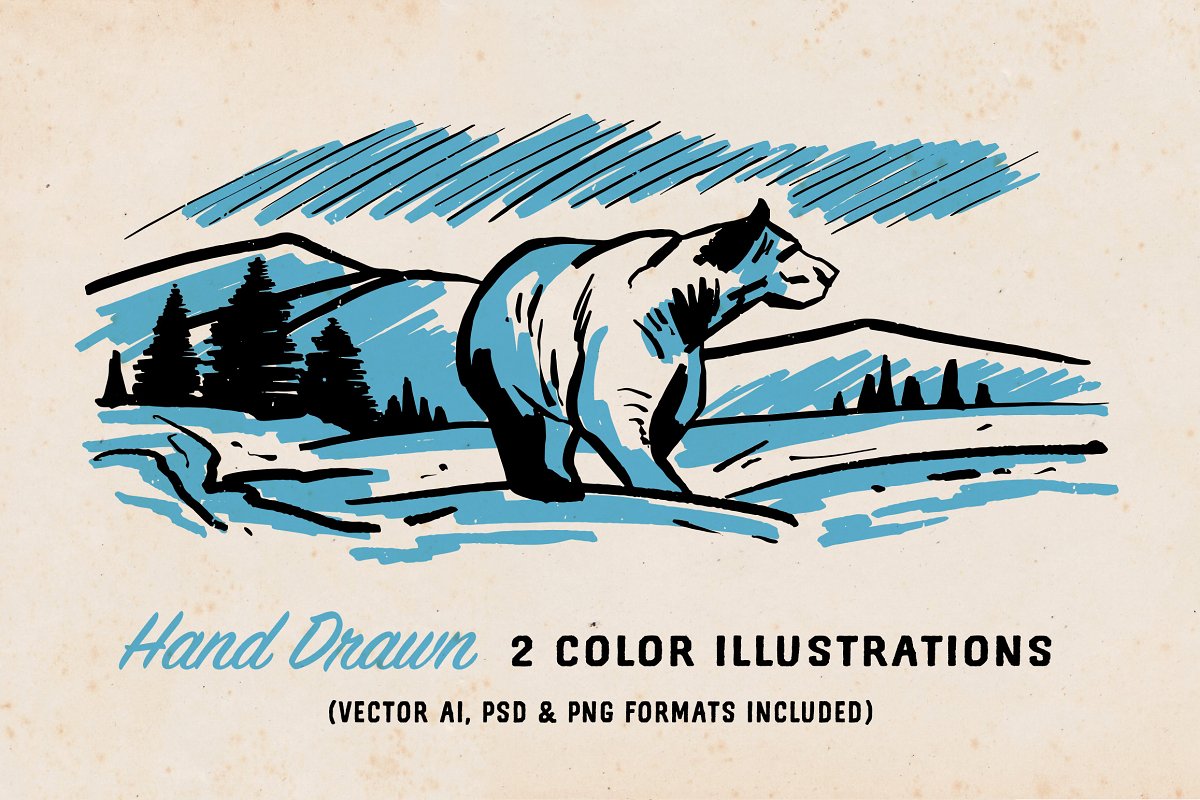 You will get 2 hand drawn color illustrations.