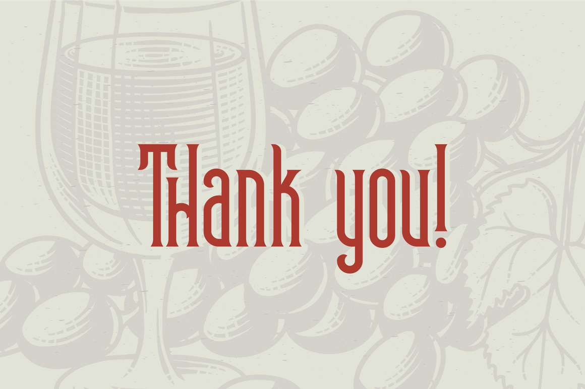 Thank you phrase using Winery Typeface.