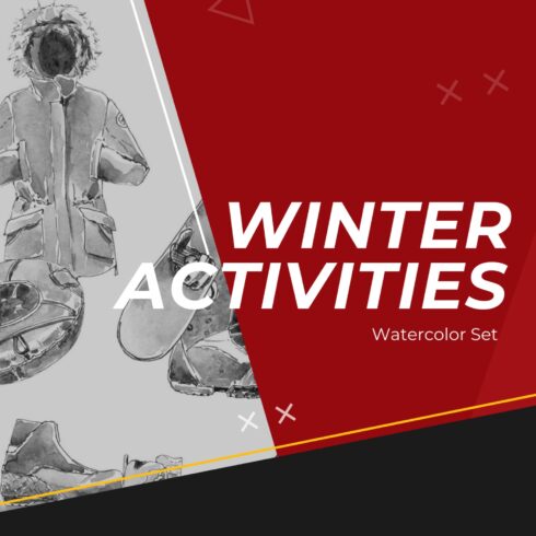 Winter Activities Watercolor Set.