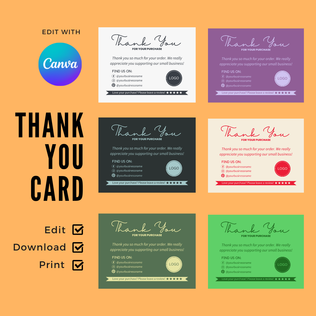 Simple Thank You Card Business Template - main image preview.