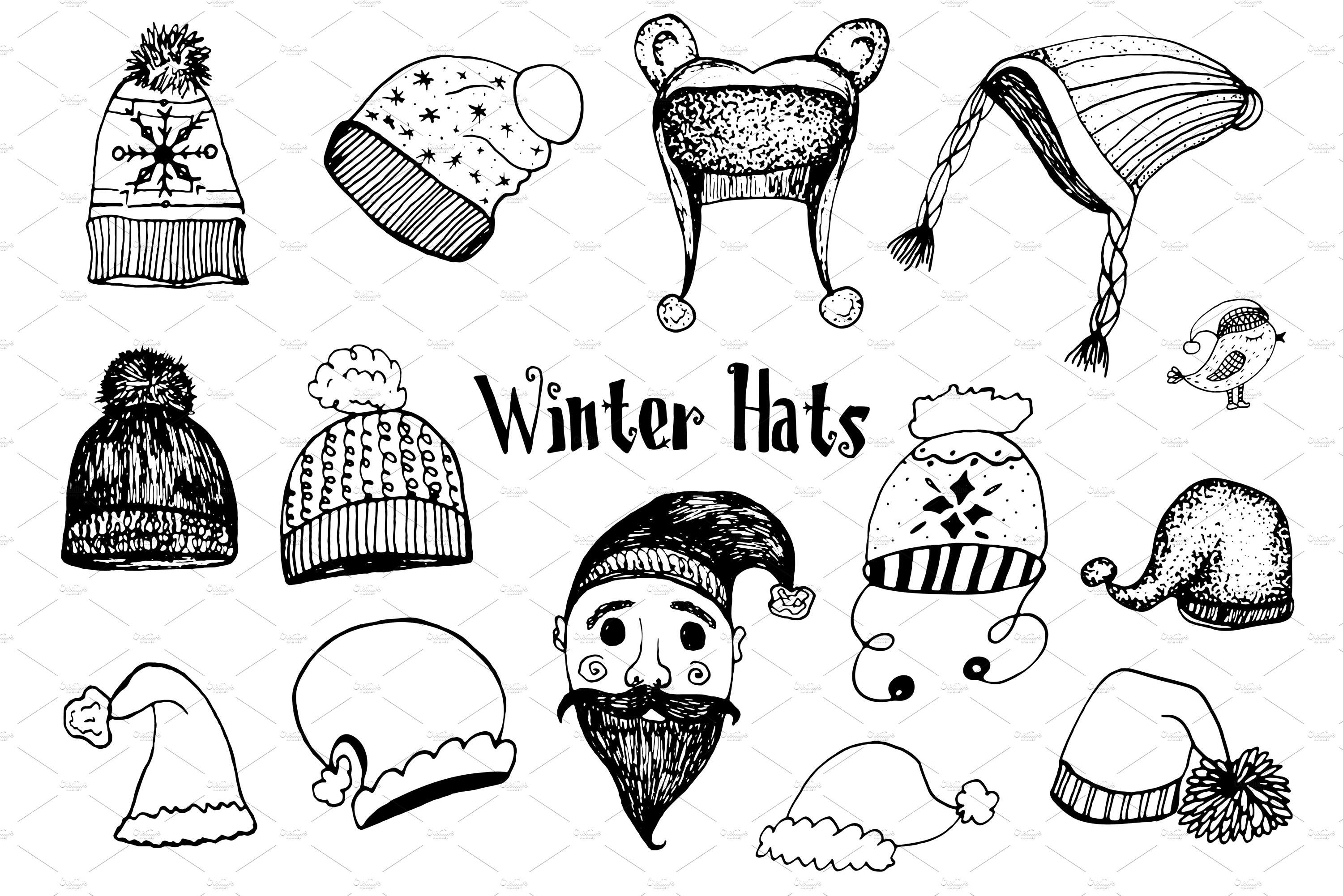 Winter hats set.