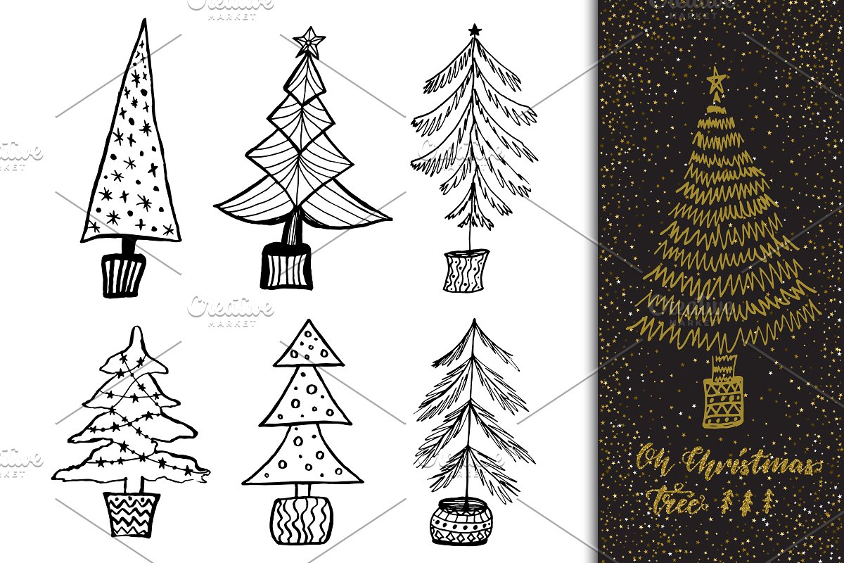Cute Christmas trees graphics.