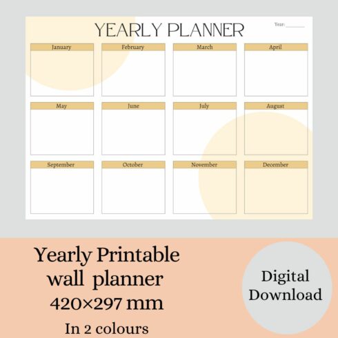 Digital Printable Wall Planner - main image preview.