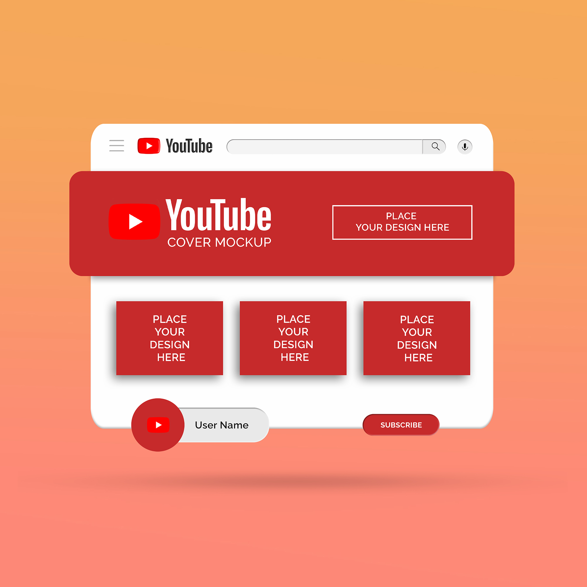 YouTube Covers Red Mockup Set preview image.