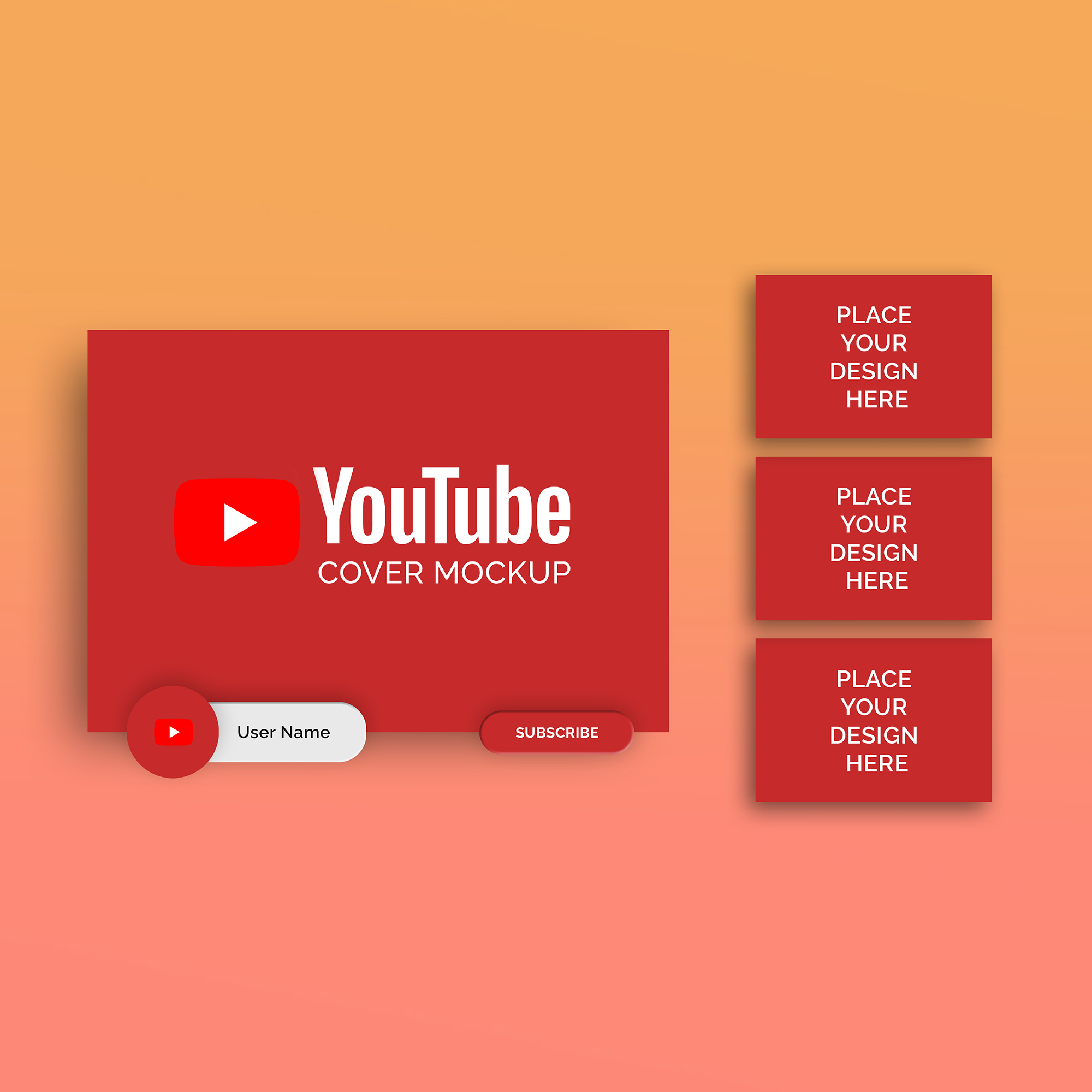 Video Cover Red Mockup YouTube Set Design preview image.
