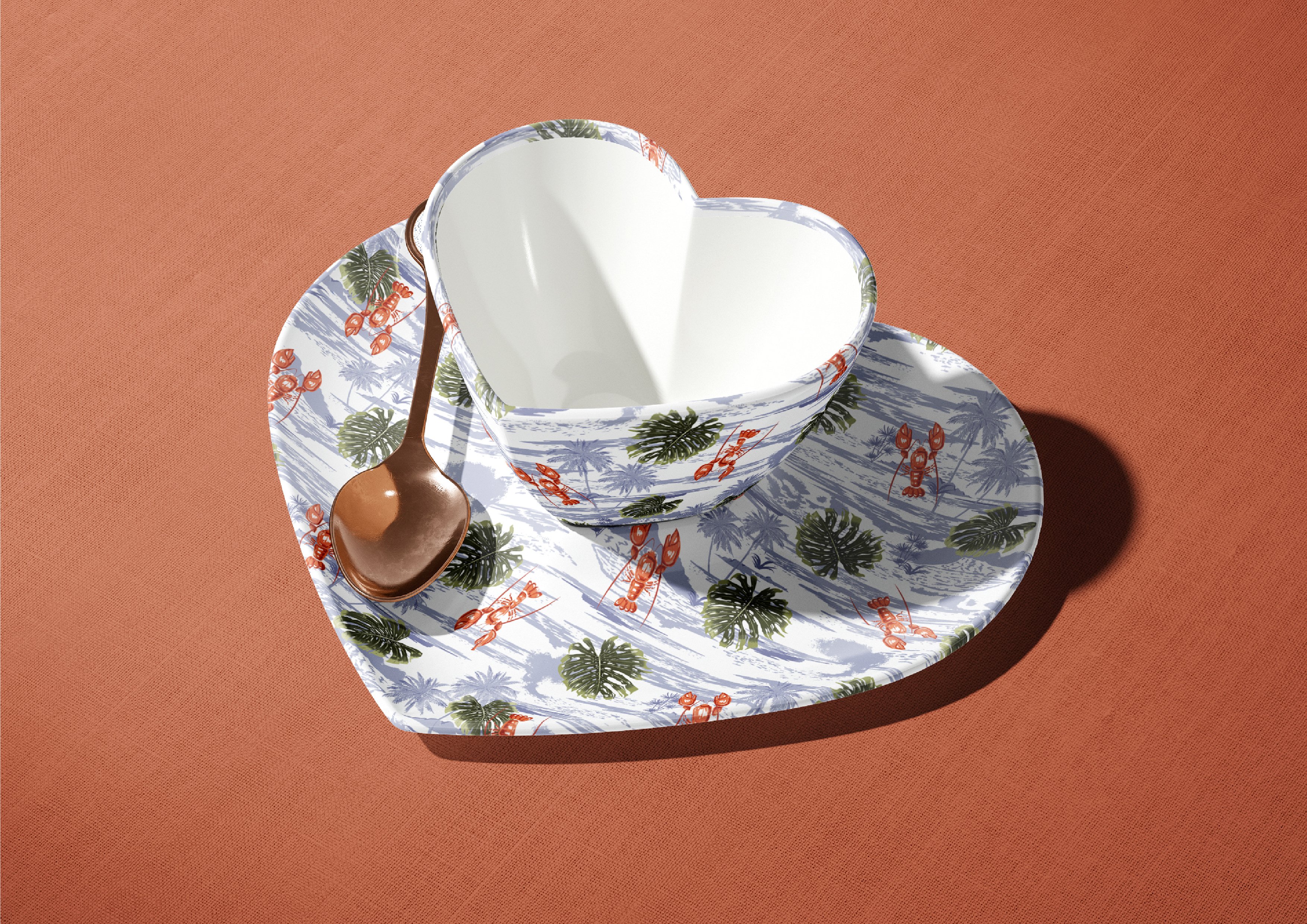 So cute tableware with tropical prints.