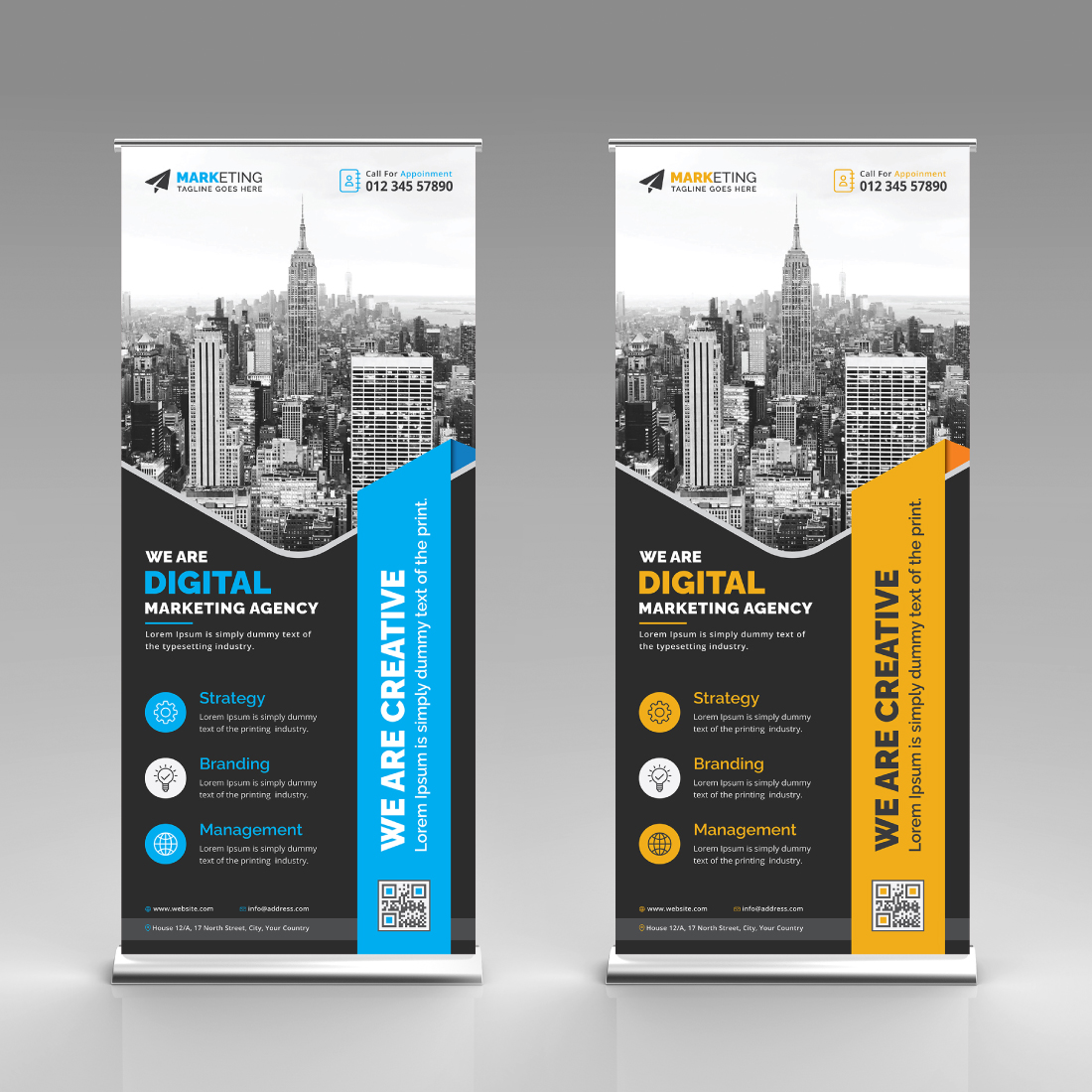 Image with corporate roll up banners of great design