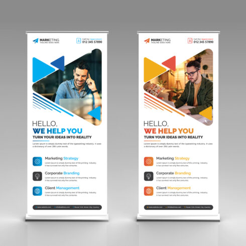 Image with corporate roll up banners of great design