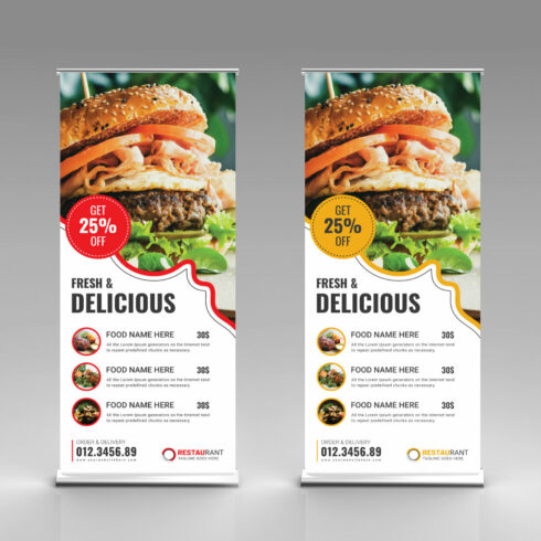 Image with restaurant roll up banners of charming design