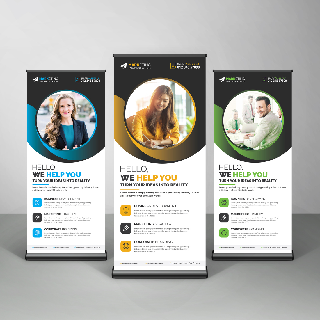 Image with corporate roll up banners of great design